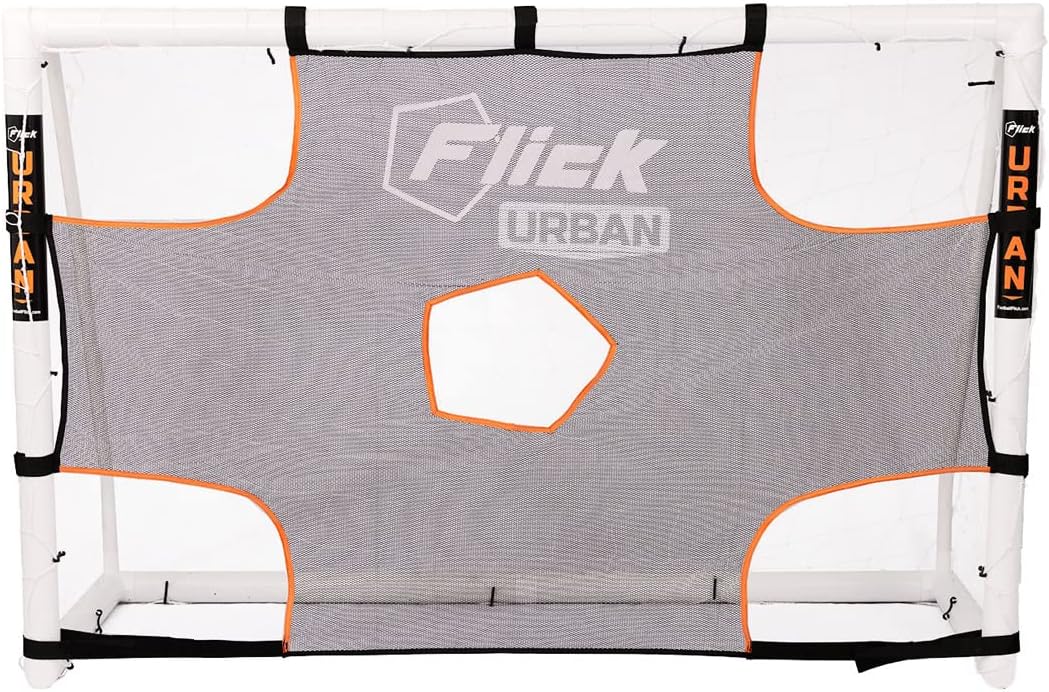 Flick Soccer Urban Target Sheet – 5 Scoring Target Zones – Football Training Net for Penalty Shootouts – Fits All 12 Foot x 6 Foot uPVC Goals – Detachable