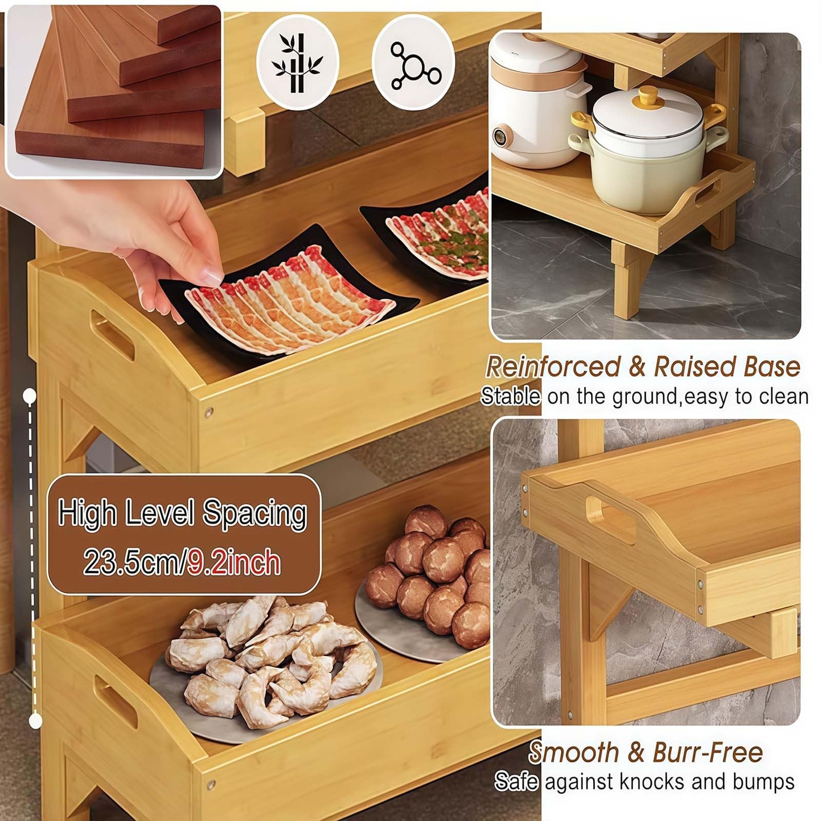 Generisch Dieser 4-stöckige Holzständer mit großem Fassungsvermögen für Obst und Gemüse ist EIN vertikaler Bodenaufbewahrungsorganizer mit abnehmbarem Design und eignet Sich für den Einsatz zu Hause,