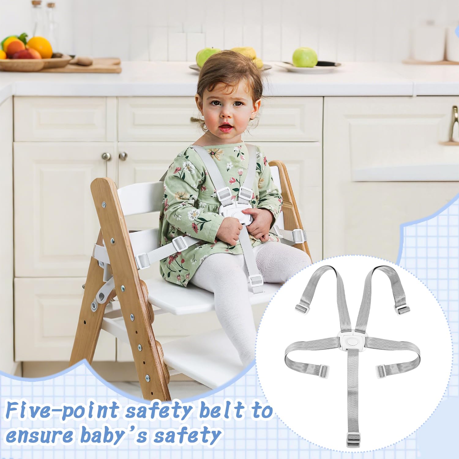 High Chair Straps, Adjustable 5 Point Baby Safety Harness, High Chair Harness Straps Replacement - Image 4