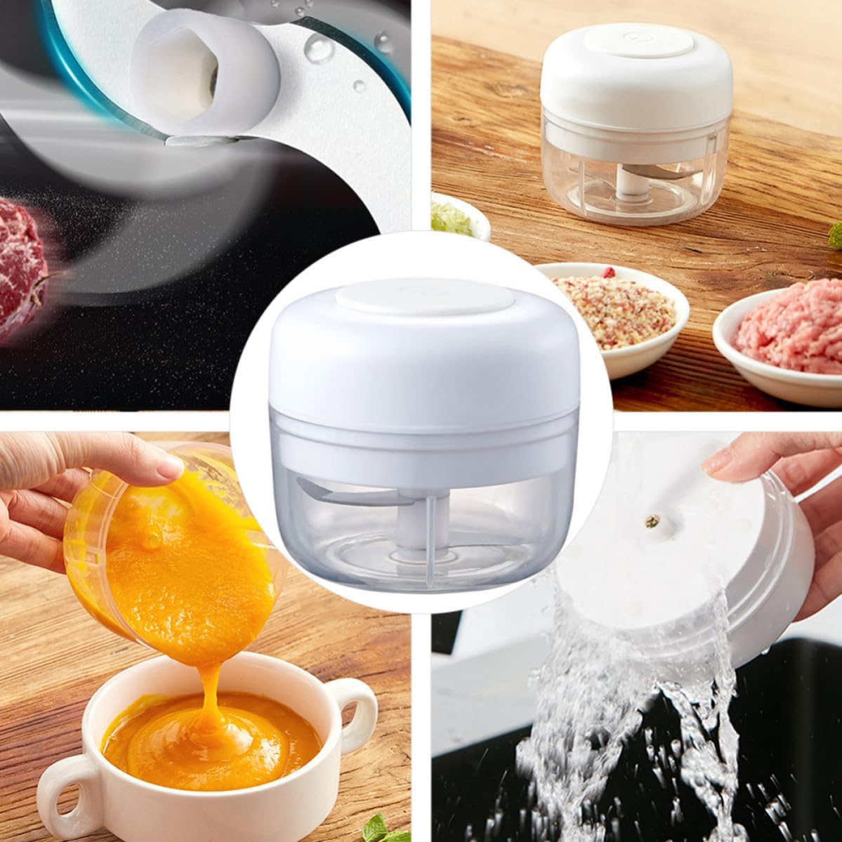 VOSAREA Electric Mashed Garlic Machine Multi-functional Garlic Crusher with Plastic and Stainless Steel Body, Labor-saving and Convenient Mini Food Chopper for Kitchen Use