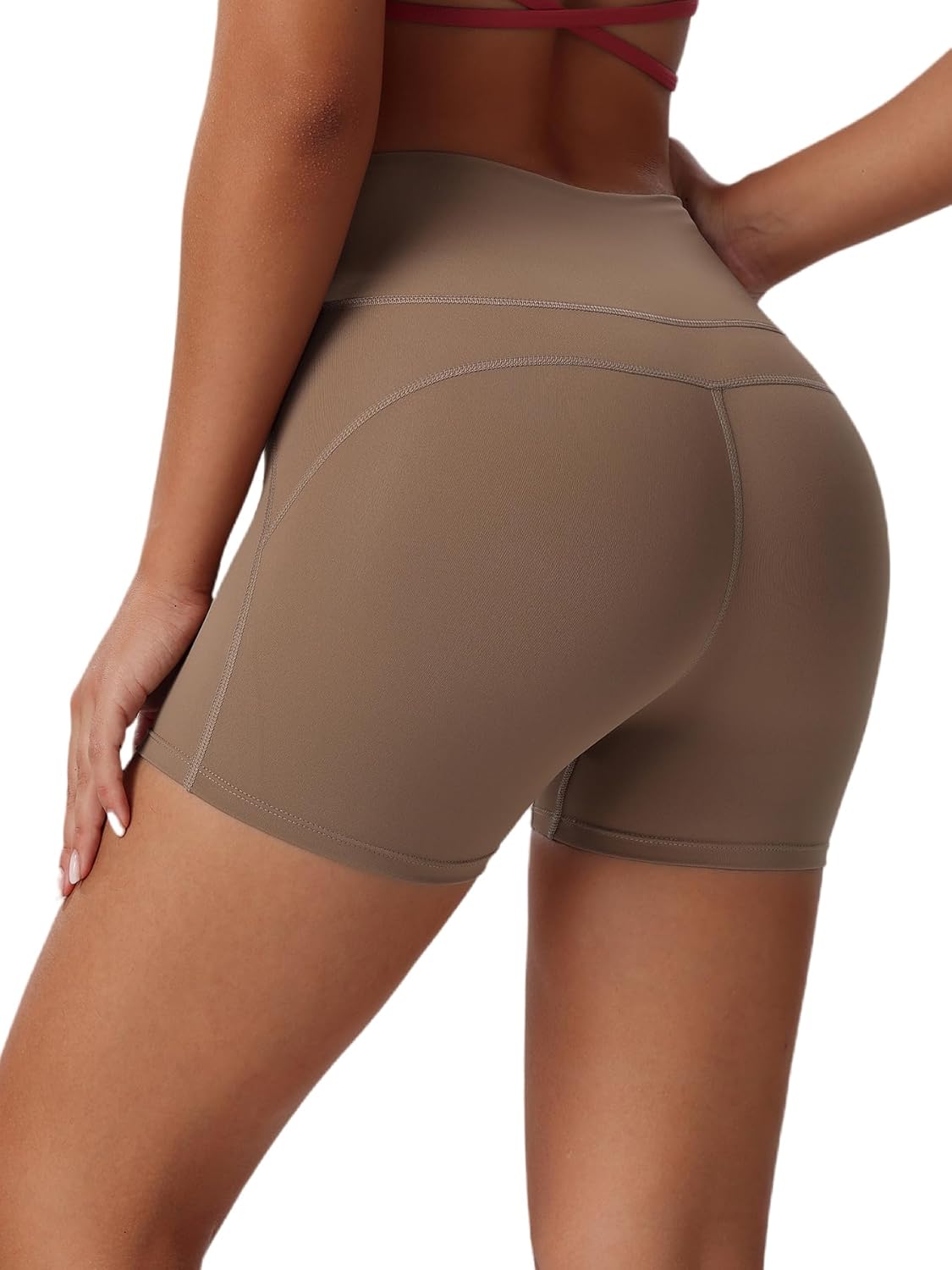 Yoga Biker Shorts with Pockets for Women,Spandex 3'' High Waisted Volleyball Workout Athletic Running Shorts - Image 2