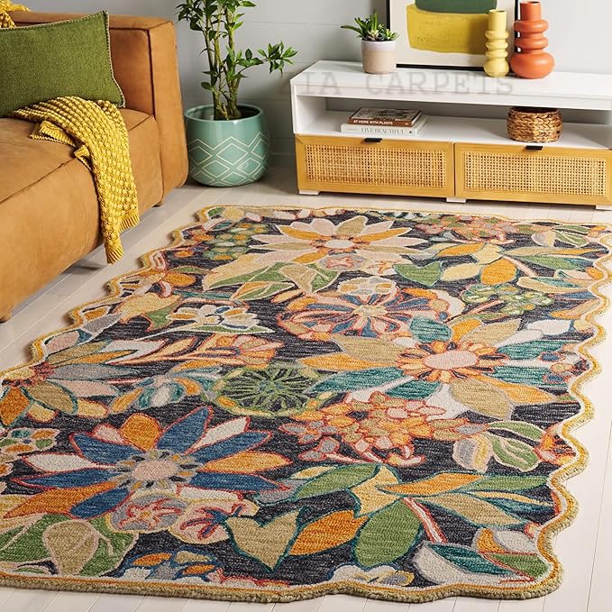 zia carpets Handmade Woollen Classical New Micro-Loop Collection Bedroom & Living Room Carpet Size 4 x 6 feet-image-46