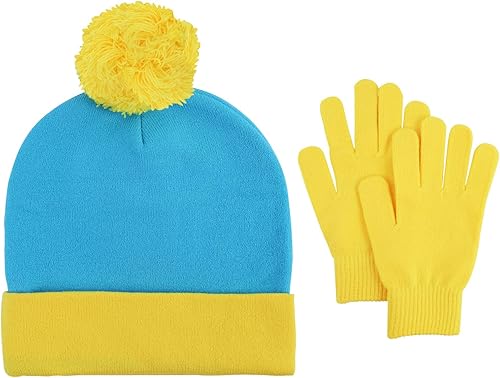 Sombrero y guantes de cosplay de personajes de Halloween, gorro de punto con pompón de Cartman, conjunto de gorro de invierno para Halloween, Eric