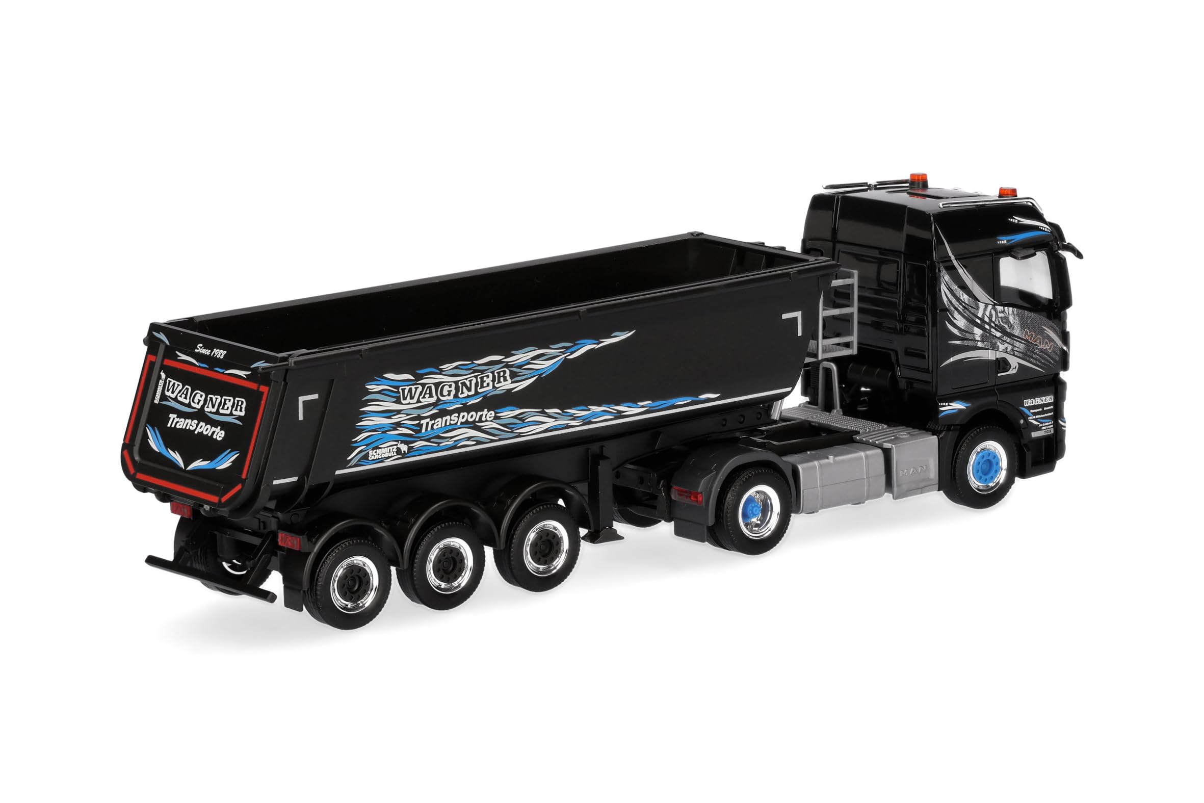 Herpa Model ciężarówki MAN TGX GM wywrotka z naczepą „Wagner Mitteleschenbach” (Bawaria/Mitteleschenbach), skali 1:87, model kolekcjonerski, wyprodukowany w Niemczech, wykonany z tworzywa sztucznego