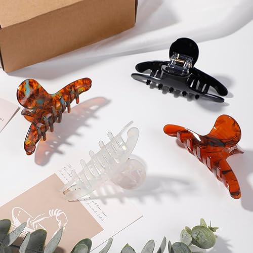 Miniatura 4 de Pinzas para el cabello para mujer, pinzas grandes para cabello grueso, fino, rizado, corto, de 3.7 pulgadas, antideslizantes, de sujeción fuerte,