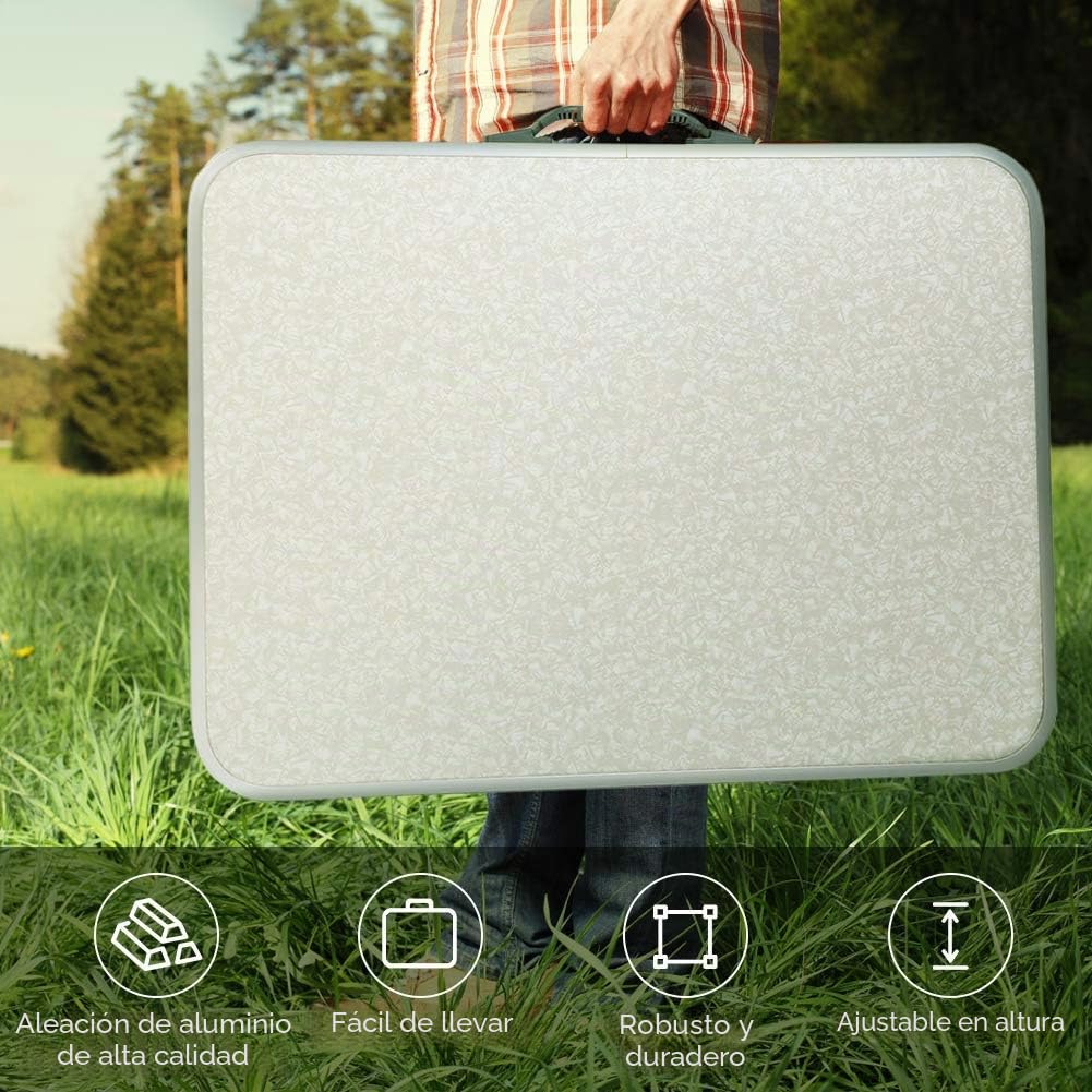 Mesa de Camping Plegable de Aluminio, Portátil para Jardín y Playa