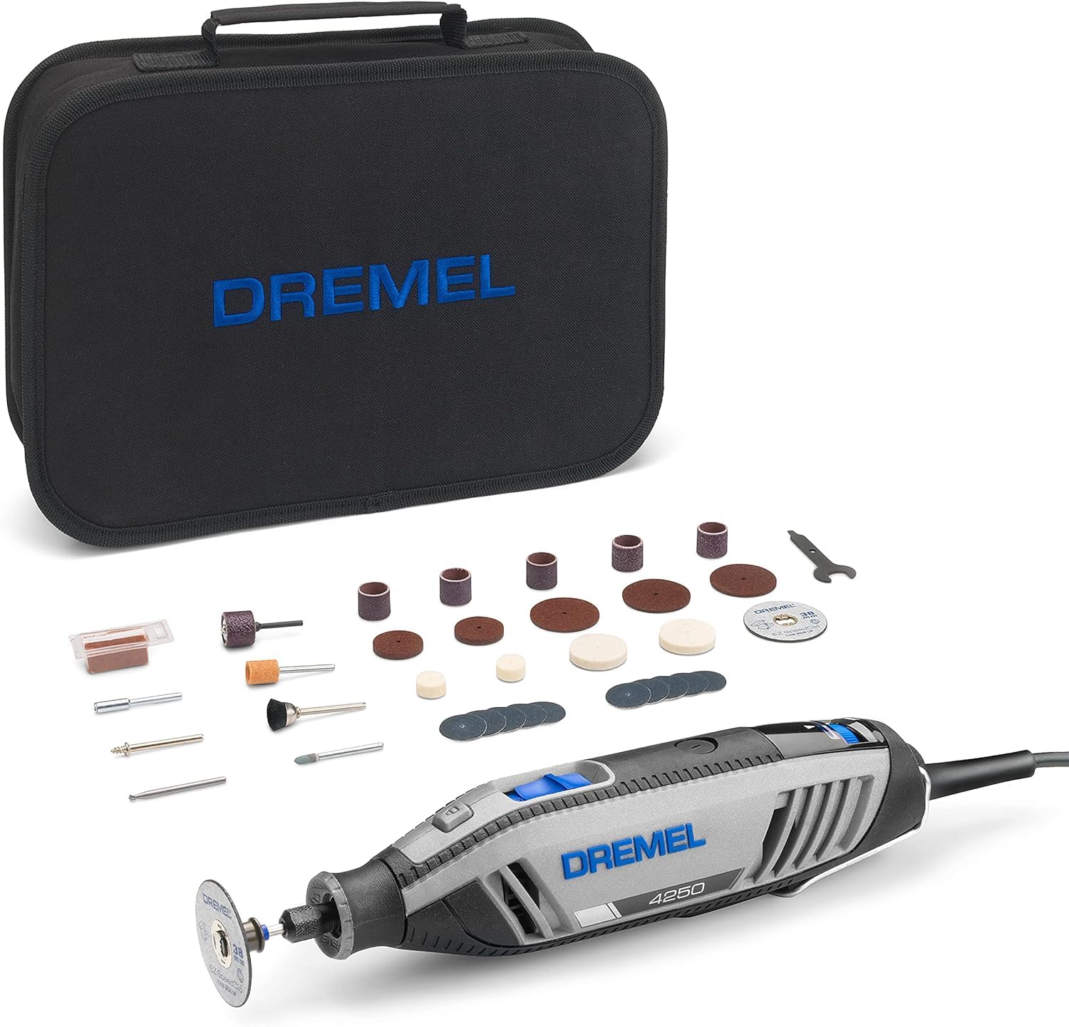 Dremel 4250 Urządzenie Wielofunkcyjne, Niebieski/Czarny, 175 WW 230 VV & Dremel Ez Speedclic Zestaw Tarcz Tnących, Szary, Ø 38 mm