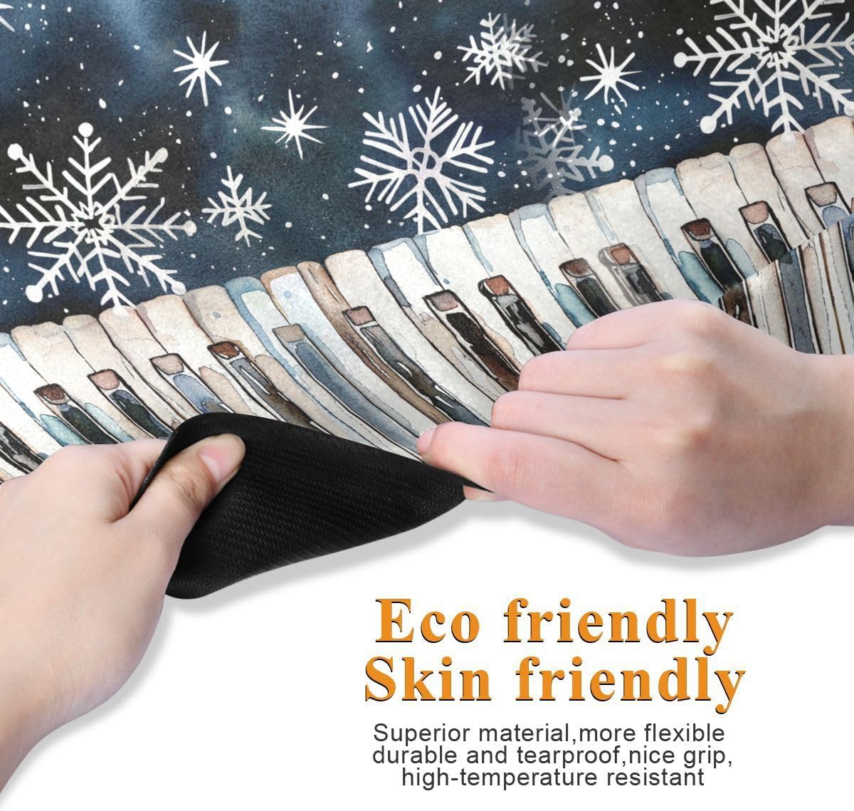 ALAZA Watercolor Piano Keys Snowflakes Yoga Mat Non Slip Fitness Exercise Mat, Workout Mat for Yoga, Pilates and Floor Exercises