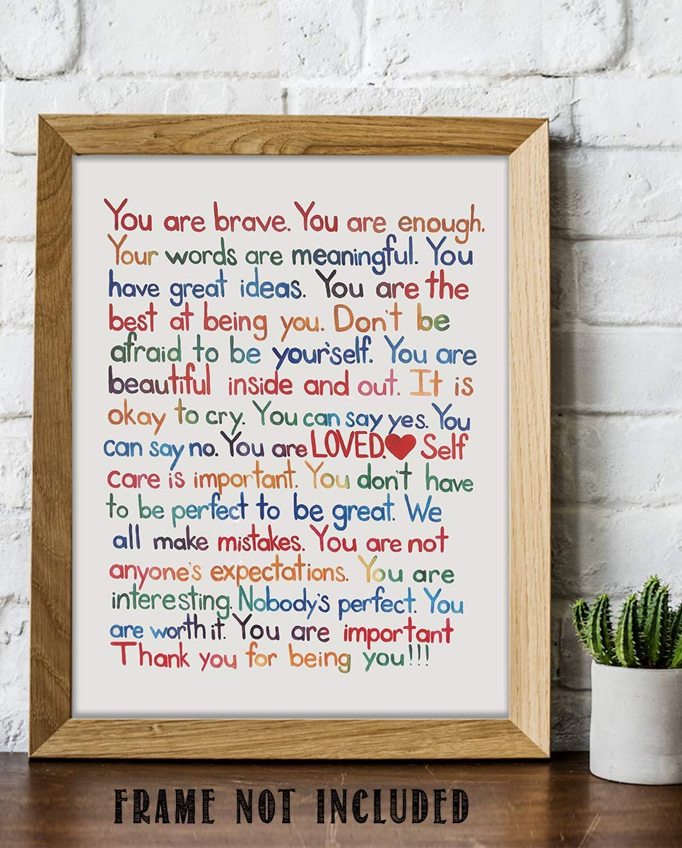 Buy "You Are EnoughLovedImportant" Inspirational Wall Art Print 8 x