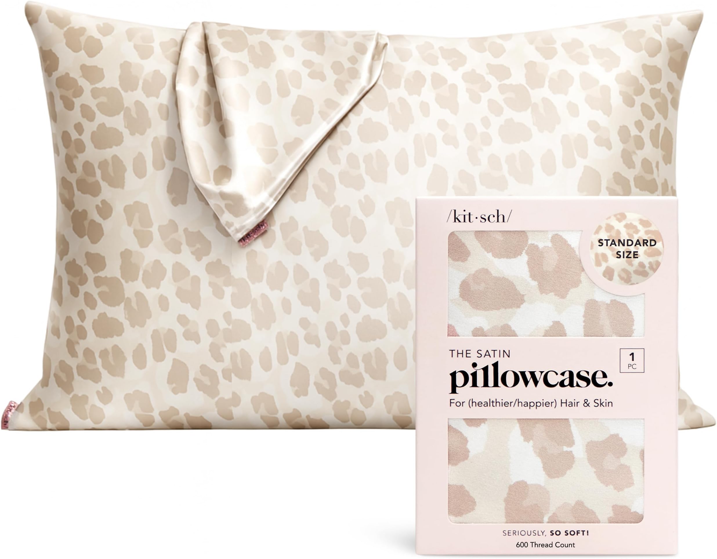 – Satin Pillowcase with Zipper for Hair & Skin - Softer Than Silk Pillow Cases, Smooth Cooling Satin Pillow Case, Wrinkle-Free, Machine Washable - Pillow Cases Standard Size 48x66 cm - Leopard