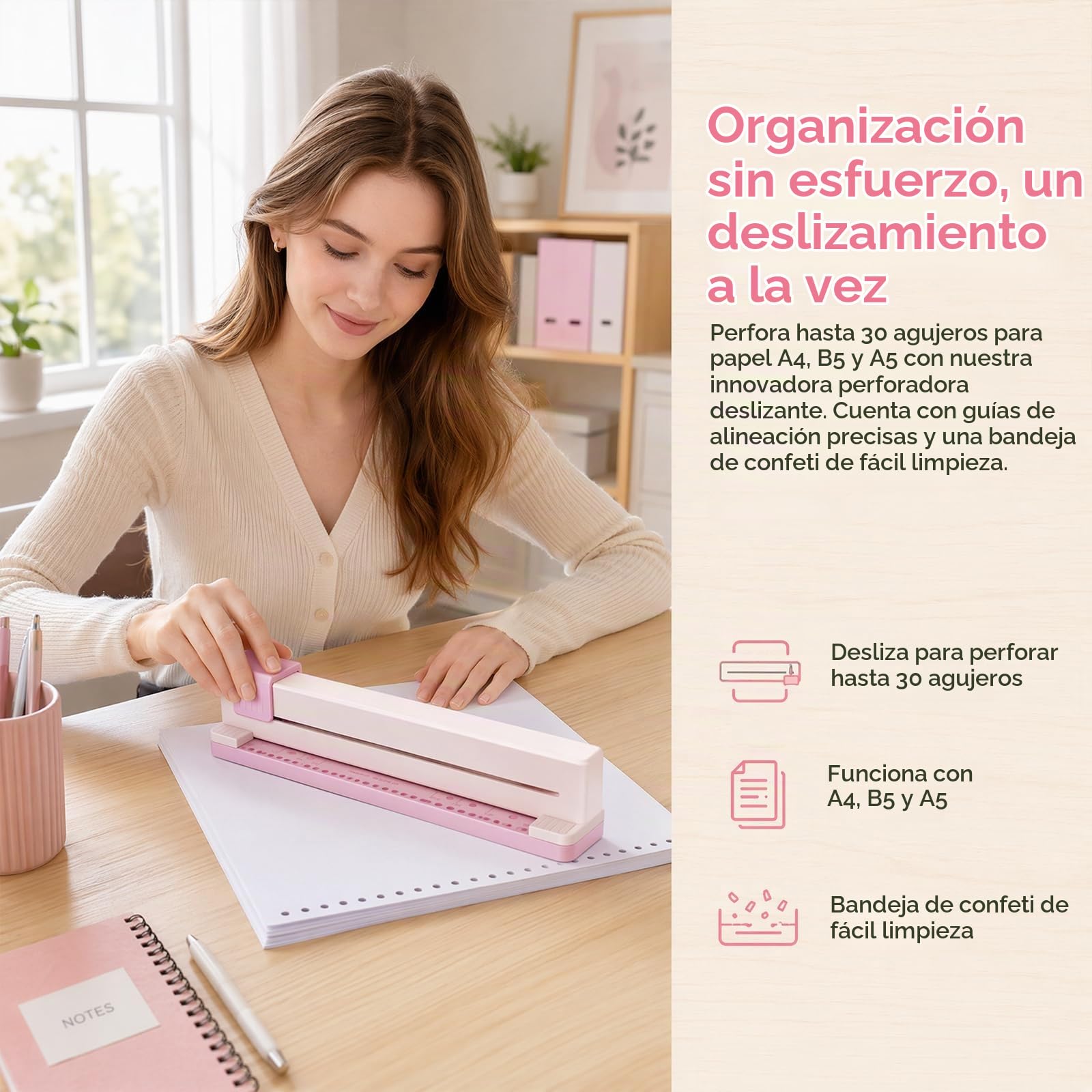 Máquina de encuadernación manual de 30 agujeros, máquina de encuadernación de 30 agujeros, máquina de encuadernación con 30 agujeros, máquina de encuadernación para cuadernos de oficina, A4/A5/A6/A7