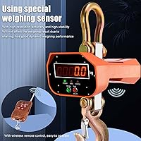 Vista 4 de Báscula industrial para grúa, 6,613.9 lbs, 6600 libras, báscula colgante con pantalla digital industrial resistente con control remoto, gancho