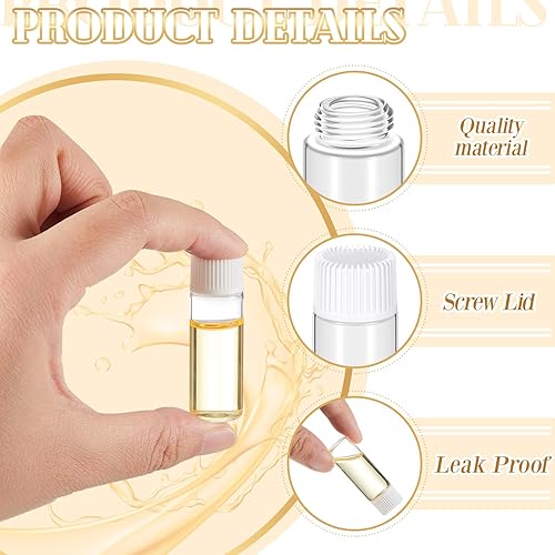 Miniatura 10 de Lallisa 100 frascos de vidrio transparente con tapas de rosca y tapón de plástico, a prueba de fugas, para muestras de aceite, aromaterapia,