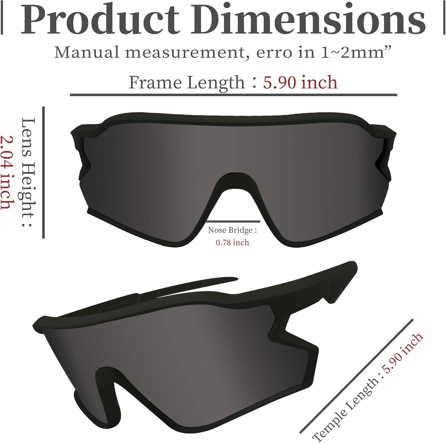 POLARS DESIGN Outdoor Sports Polarized wrap around Cycling Sunglasses for Men & Women TR90 Frame UV Protection for fishing