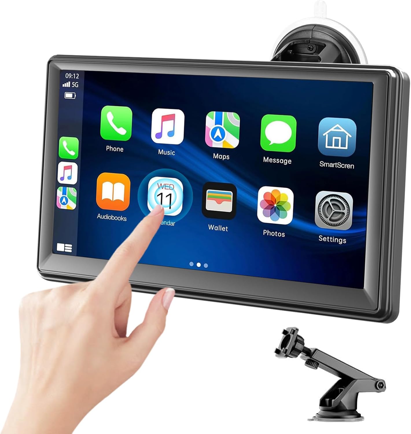 Car Screen, 7″ Car Carplay Screen for A-pple and Android with HD Touch Screen, Wireless, GPS Navigation, Bluetooth, Hands-Free Voice Control, Mirror Link, AUX, FM, Siri & G-oogle