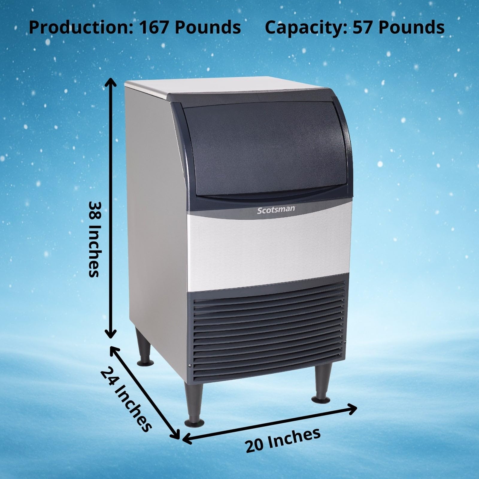 Scotsman Undercounter Nugget Ice 20" Ice Maker - 167 Lb/Day, 57 Lb Storage Bin on Fridge.com - View 3