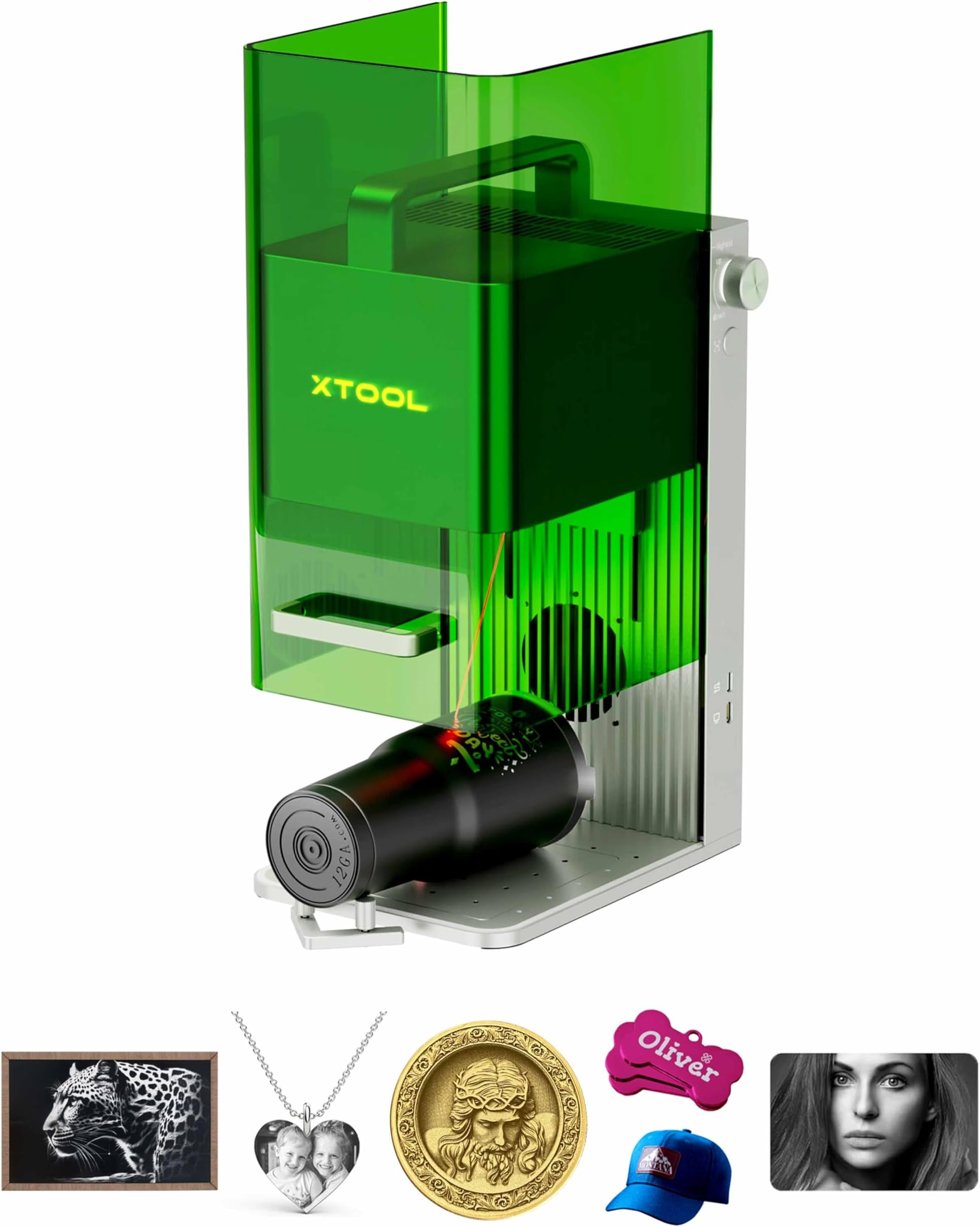 xTool F1 2-in-1 Dual Laser Engraver, Lightning Speed Portable Laser Engraving Machine, Ultra HD Fiber Laser Engraver for Jewelry, Metal, Wood, Leather