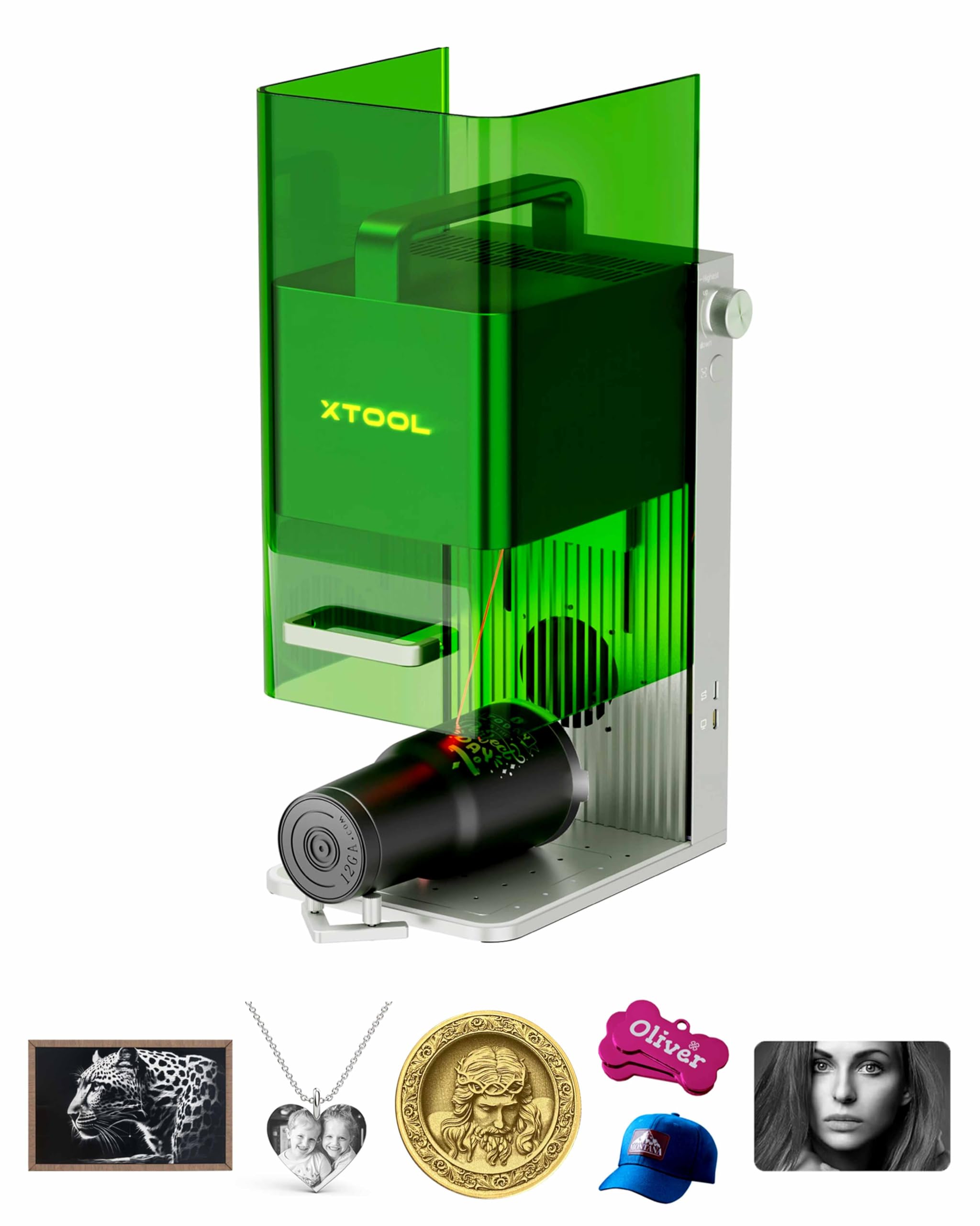 xTool F1 2-in-1 Dual Laser Engraver, Lightning Speed Portable Laser Engraving Machine, Ultra HD Fiber Laser Engraver for Jewelry, Metal, Wood, Leather