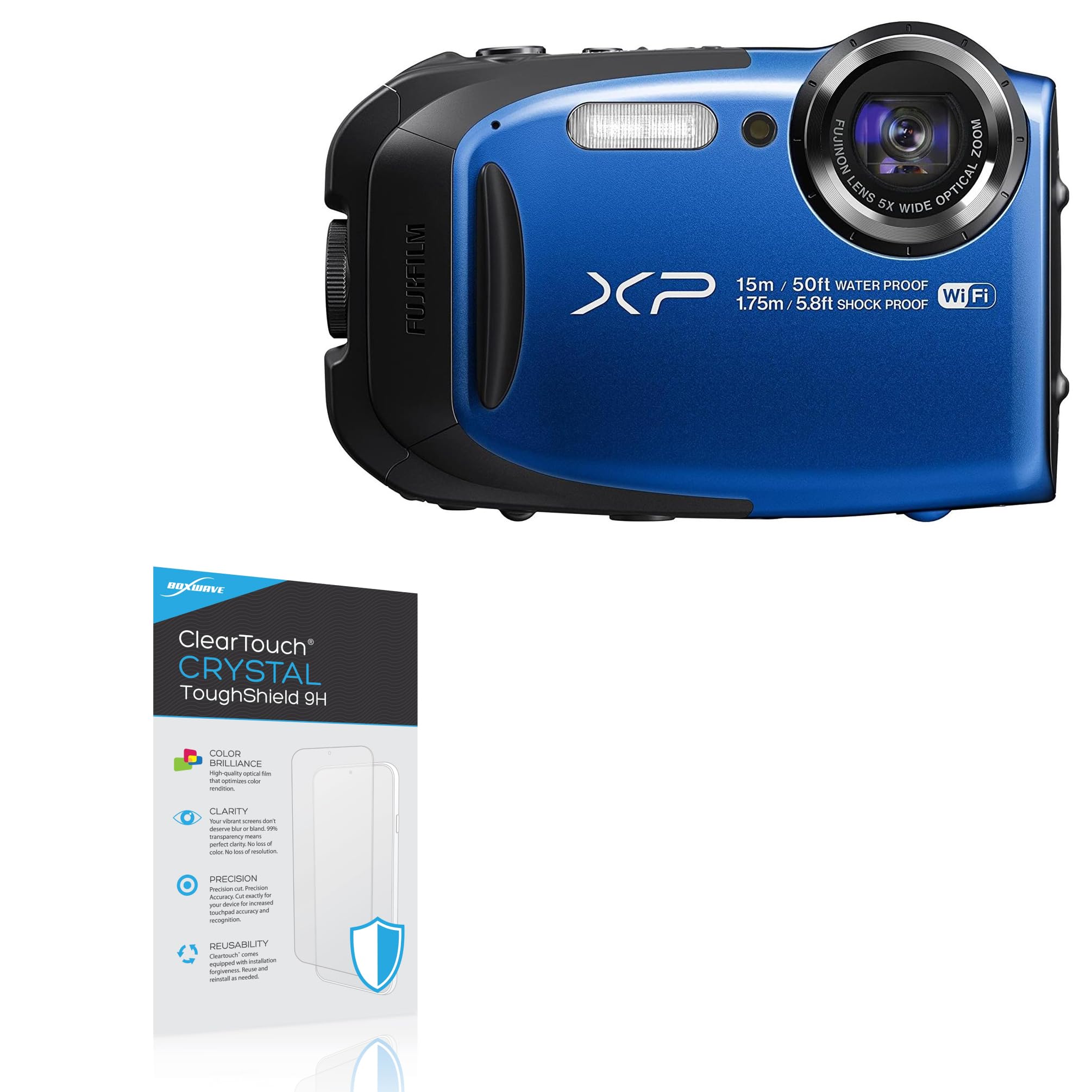 BoxWave Screen Protector Compatible With Fujifilm FinePix XP80 - ClearTouch Crystal ToughShield 9H (2-Pack), Clear 9H Tough Flexible Film Screen Protector