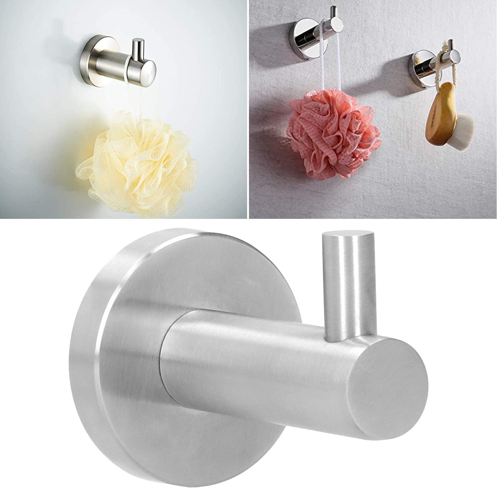 Gancho de Toalla Duradero de Acero Inoxidable para Colgar en la Pared para Cocina, Baño, Dormitorio, Fácil de Instalar para Llaves, Sombreros, Cepillos, Toallas, 5x7 Cm, Se Adapta Al Baño,
