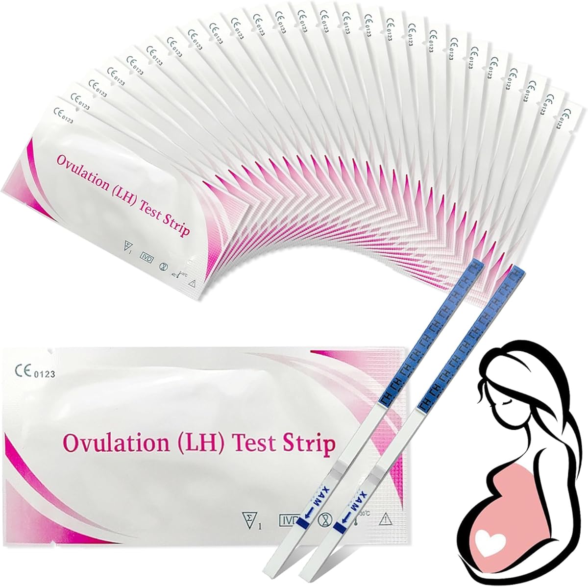 50 Stück Ovulationstest Streifen, Kinderwunsch Ovulationstest Kit, Hochempfindliche Ovulationstests, Fruchtbarkeitstest für Frauen Eisprung, Ovulation