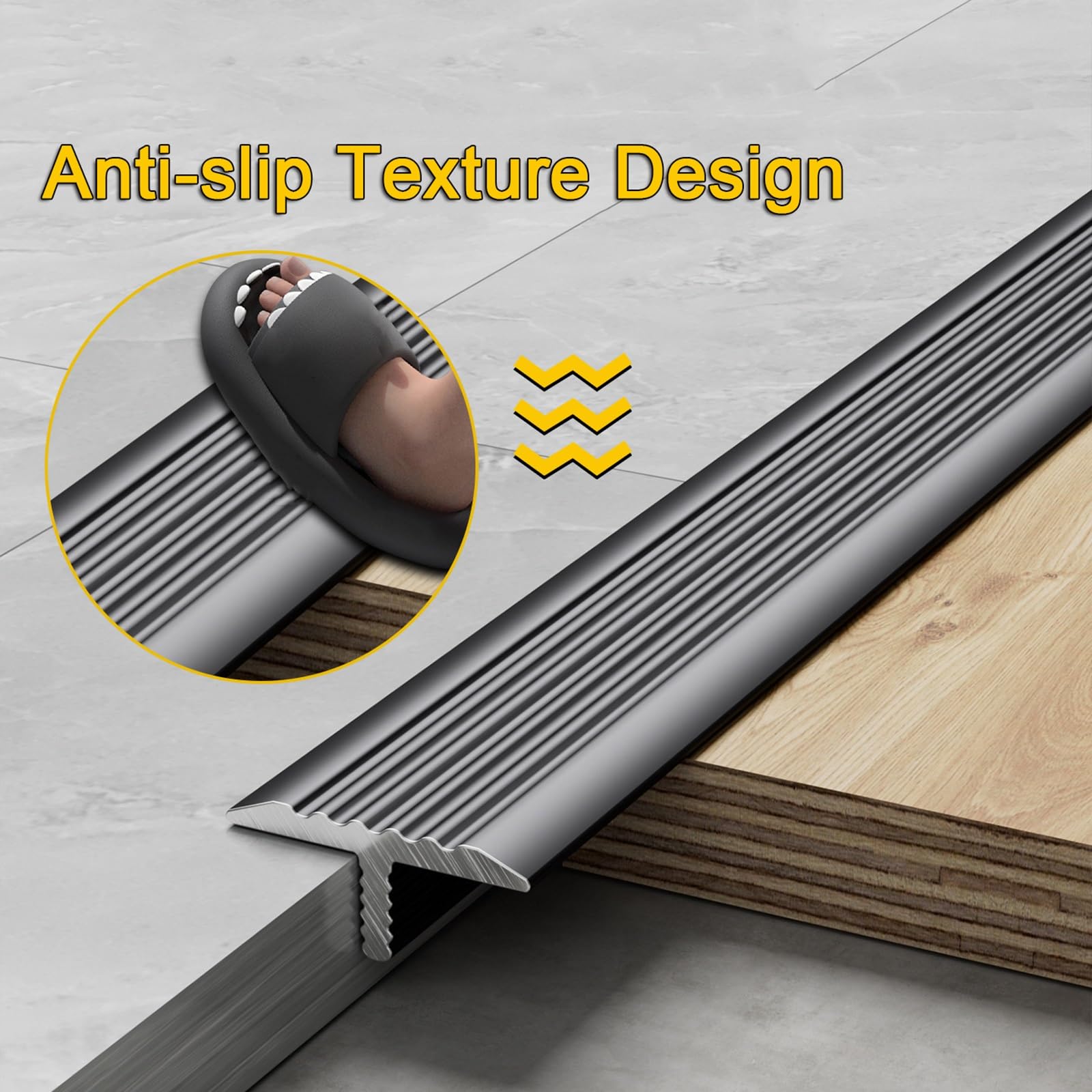 Perfil de Transición de Aluminio en T, 80-150cm Tira de Umbral de Suelo