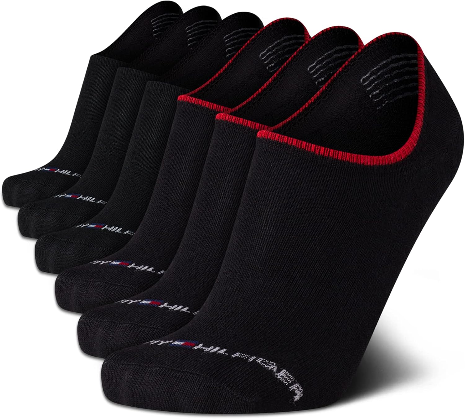 Tommy Hilfiger Mens No Show Socks - 6 Pack Cotton Blend Stretch Soft Cushioned Casual Athletic Sports Liners Low Cut Socks