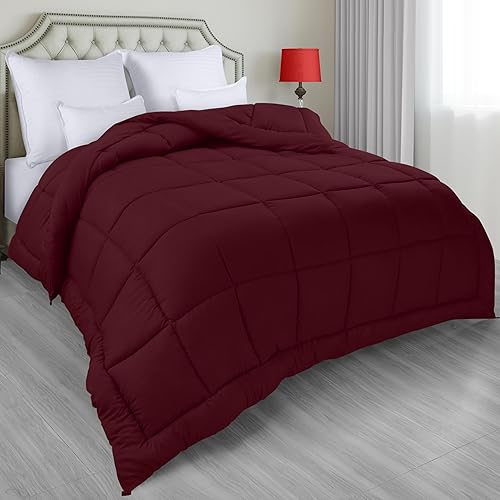 Utopia Bedding All Season Down Alternative Bed Comforter King Size Duvet Insert, Burgundy Comforter with Corner Tabs, Machine Washable