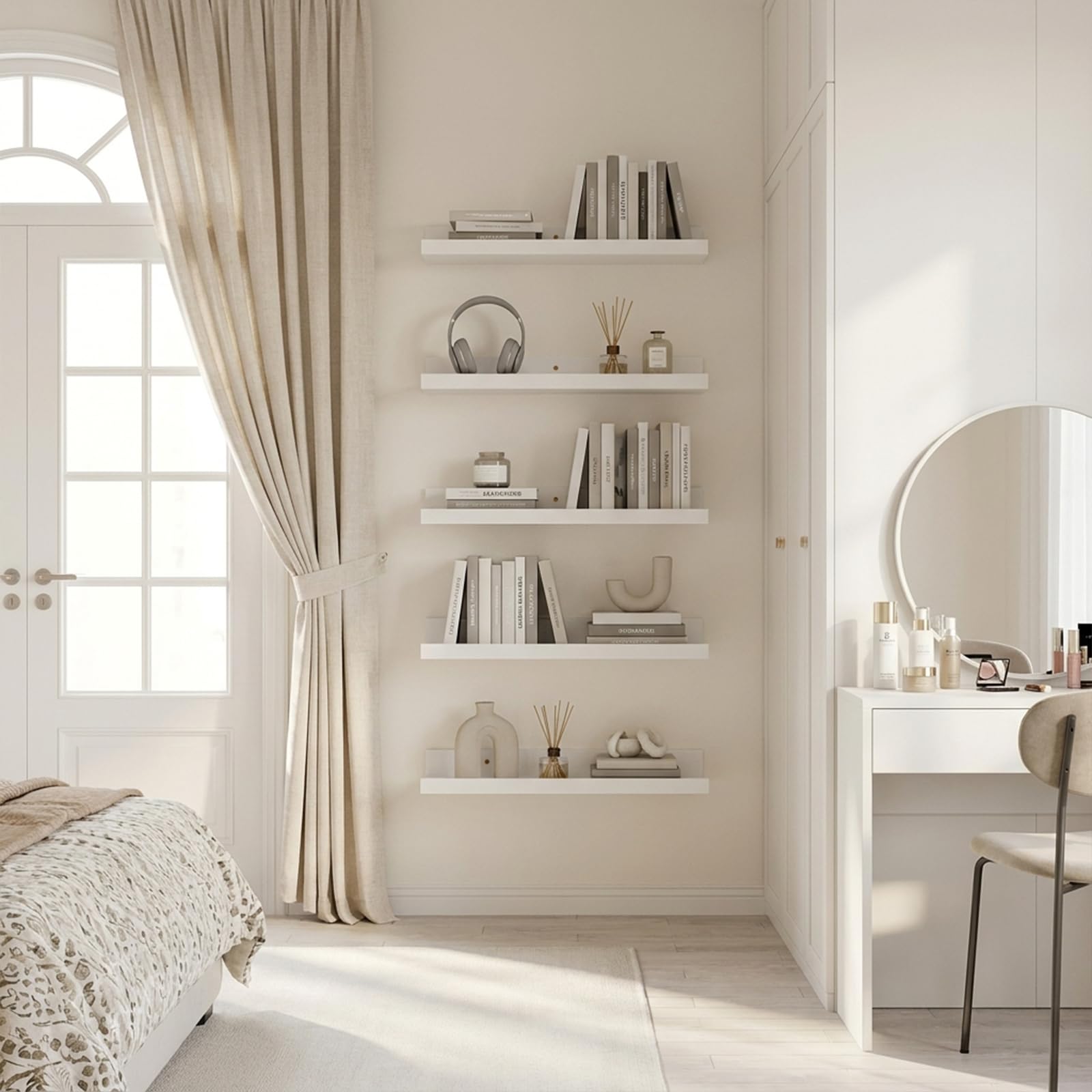 Wandregal 7er Set Weiß 60 cm – Schweberegale für Bücher & Dekoration – Perfekt für Wohnzimmer & Essbereich