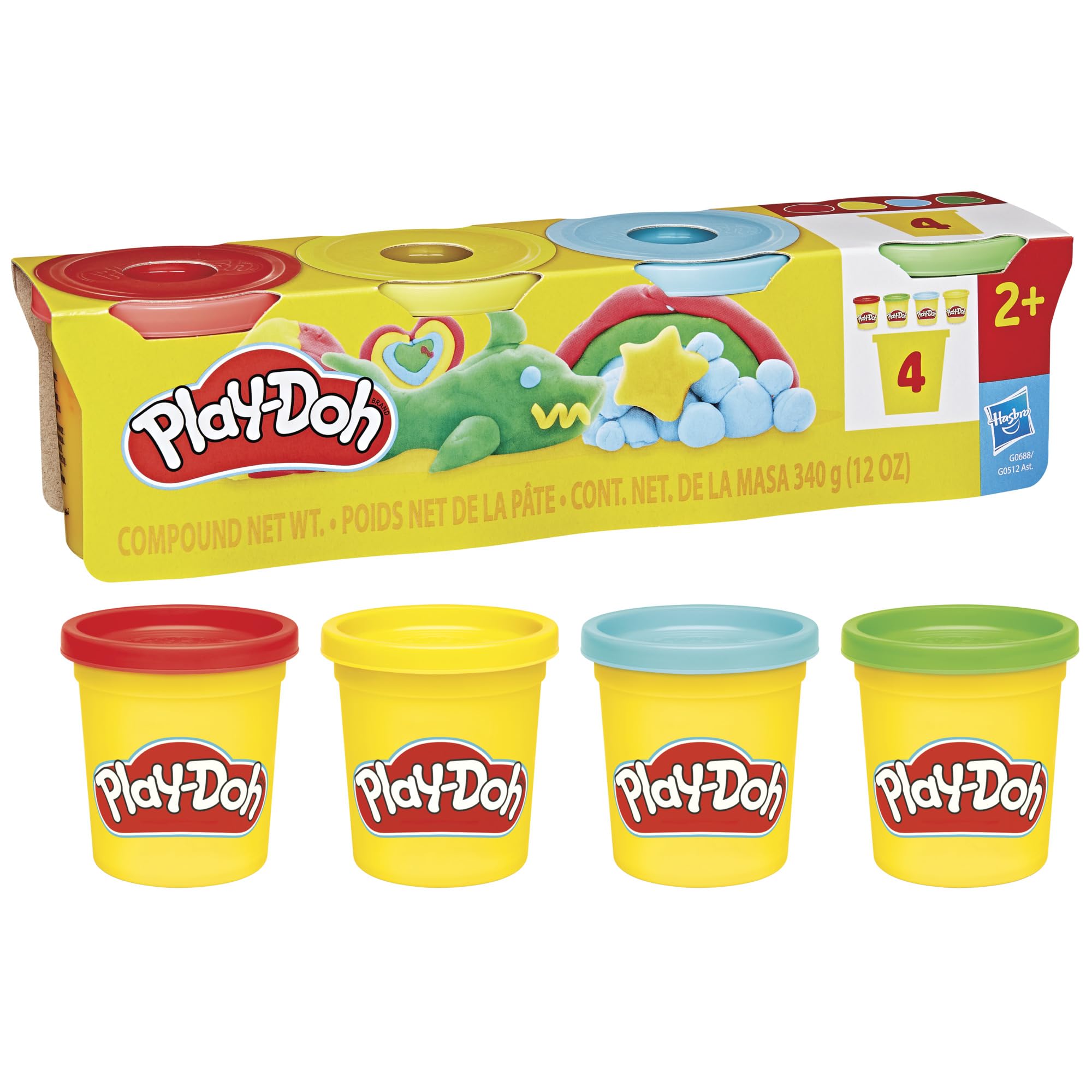 Czteropak ciastoliny Play-Doh w klasycznych kolorach w tubach po 85 gramów