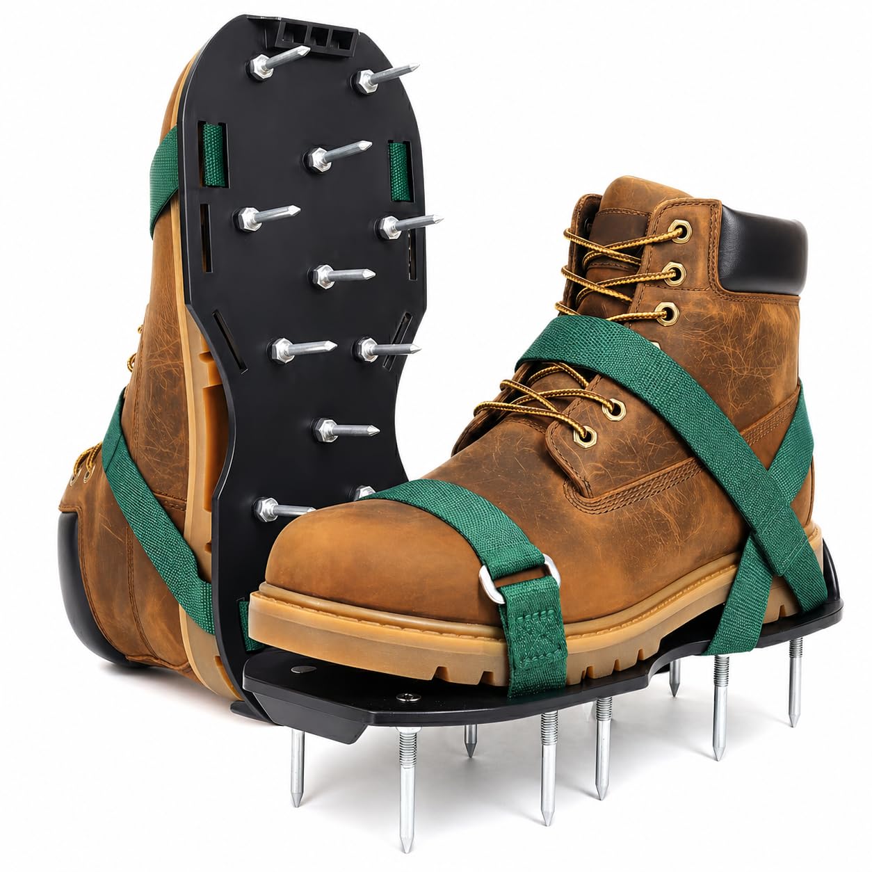 Sillar Chaussures à Clous avec Fermeture Réglable, Scarificateur Gazon 2 en 1 avec Pointes 55 mm et 40 mm, Durables pour Jardin, Sol, Pelouse, Chape et Revêtement, Pointures 37-48
