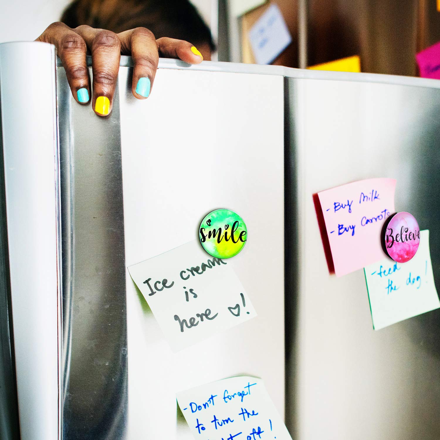 Outus 12 Pieces Motivational Glass Fridge Inspirational Quote