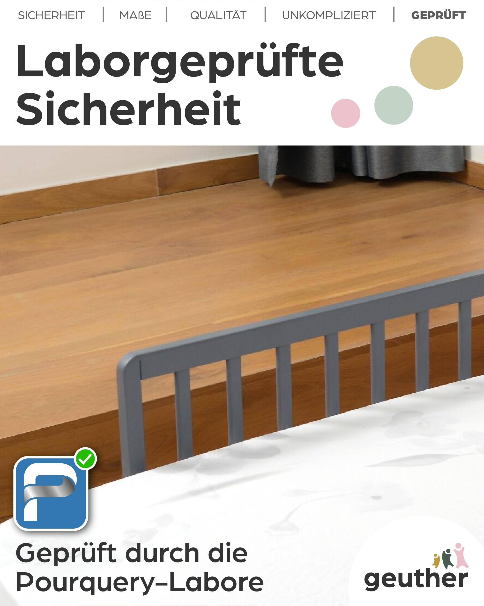 Geuther Lasse Playpen - Corralito de madera en blanco/naturaleza Tamaño: 97 cm x 97 cm, 2258 NAWE
