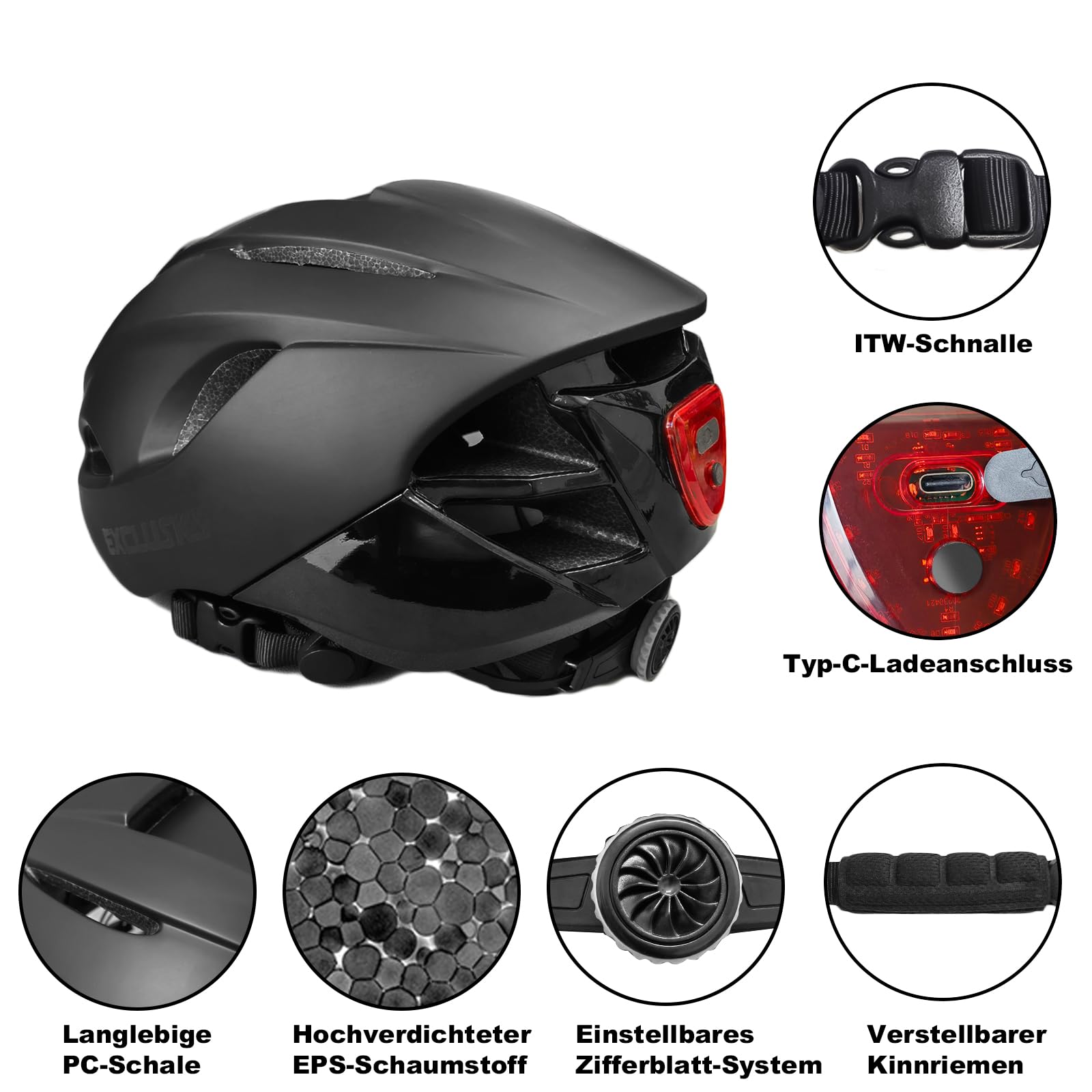 KRAFTHELME Fahrradhelm Mit LED-Licht Für Herren & Damen – Stoßfest & Leicht | Für Trekking, City & Rennrad
