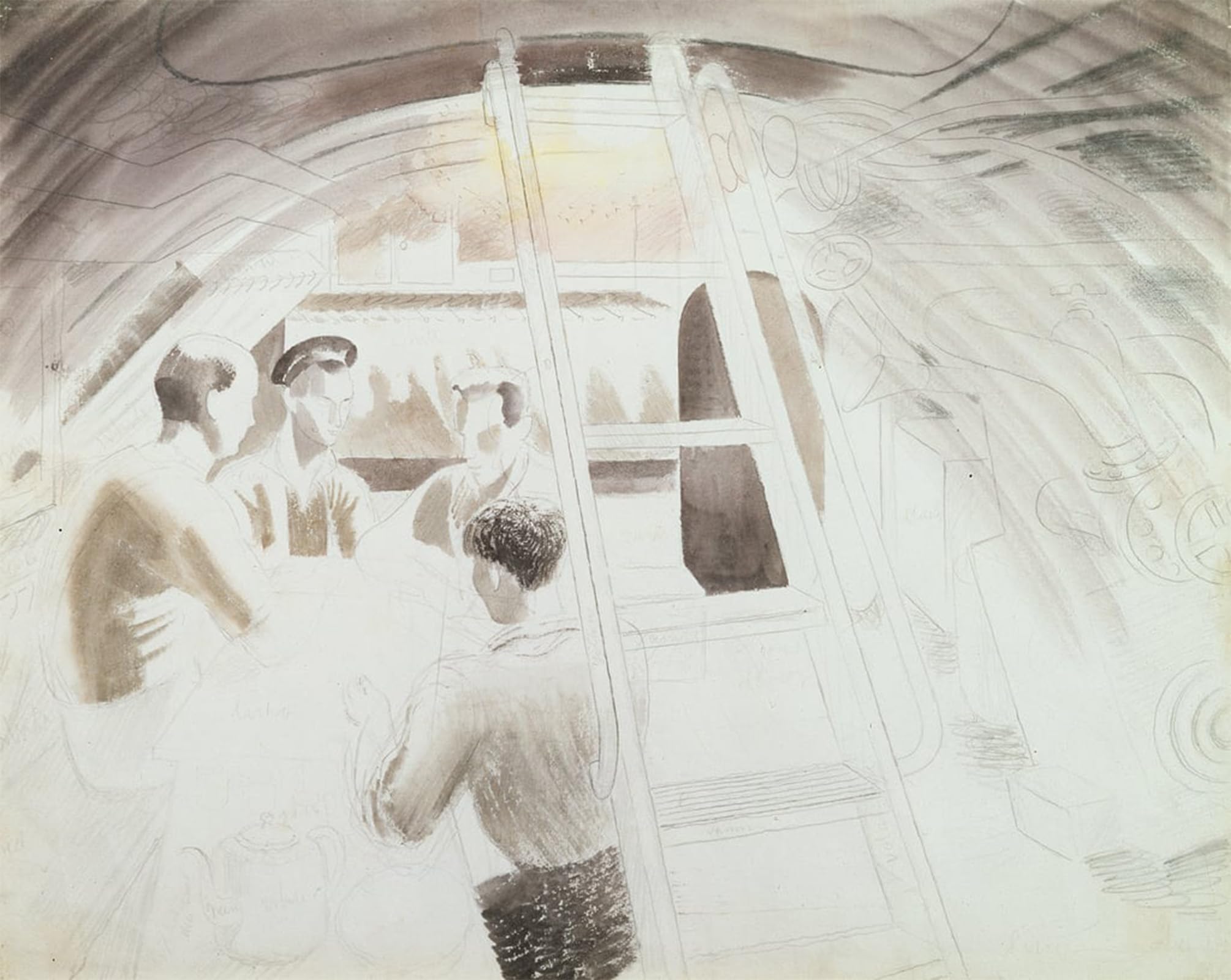 ARTXLXXBN Famous Art Print Poster Vintage Wall Art Men At Break by Eric Ravilious Canvas Art Poster for Home Decor 60x90cm