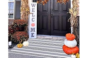 Striped Blue and White Outdoor Rug 3'x 5'