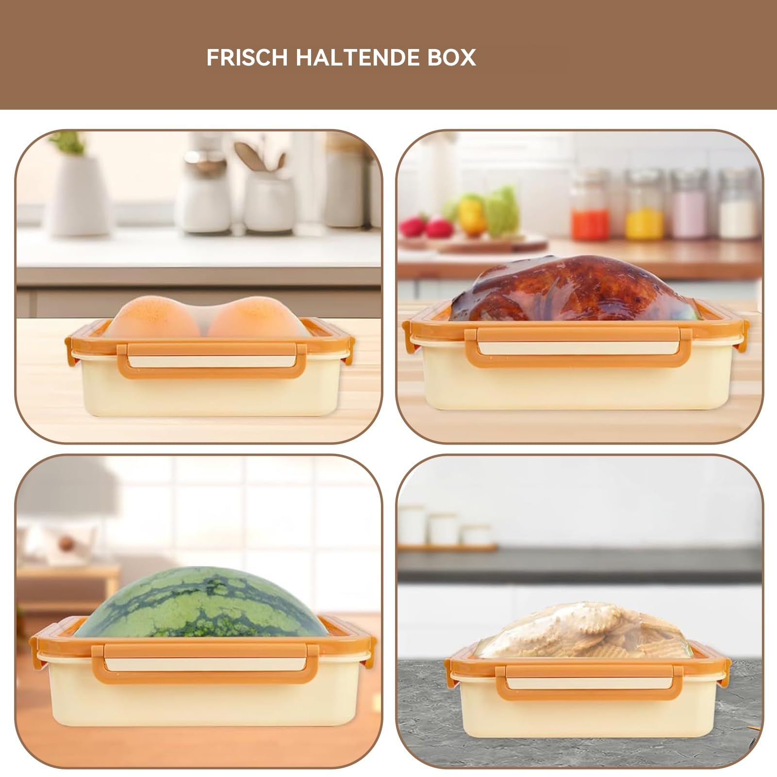 Generisch Kühlschrank Aufschnitt Aufbewahrung, Aufschnittbox Stapelbar, Aufbewahrungsbox Mit Deckel, Silikon-behälter, Für Picknicks, Büros Und Wassermelonen Küche, Haushalt & Wohnen