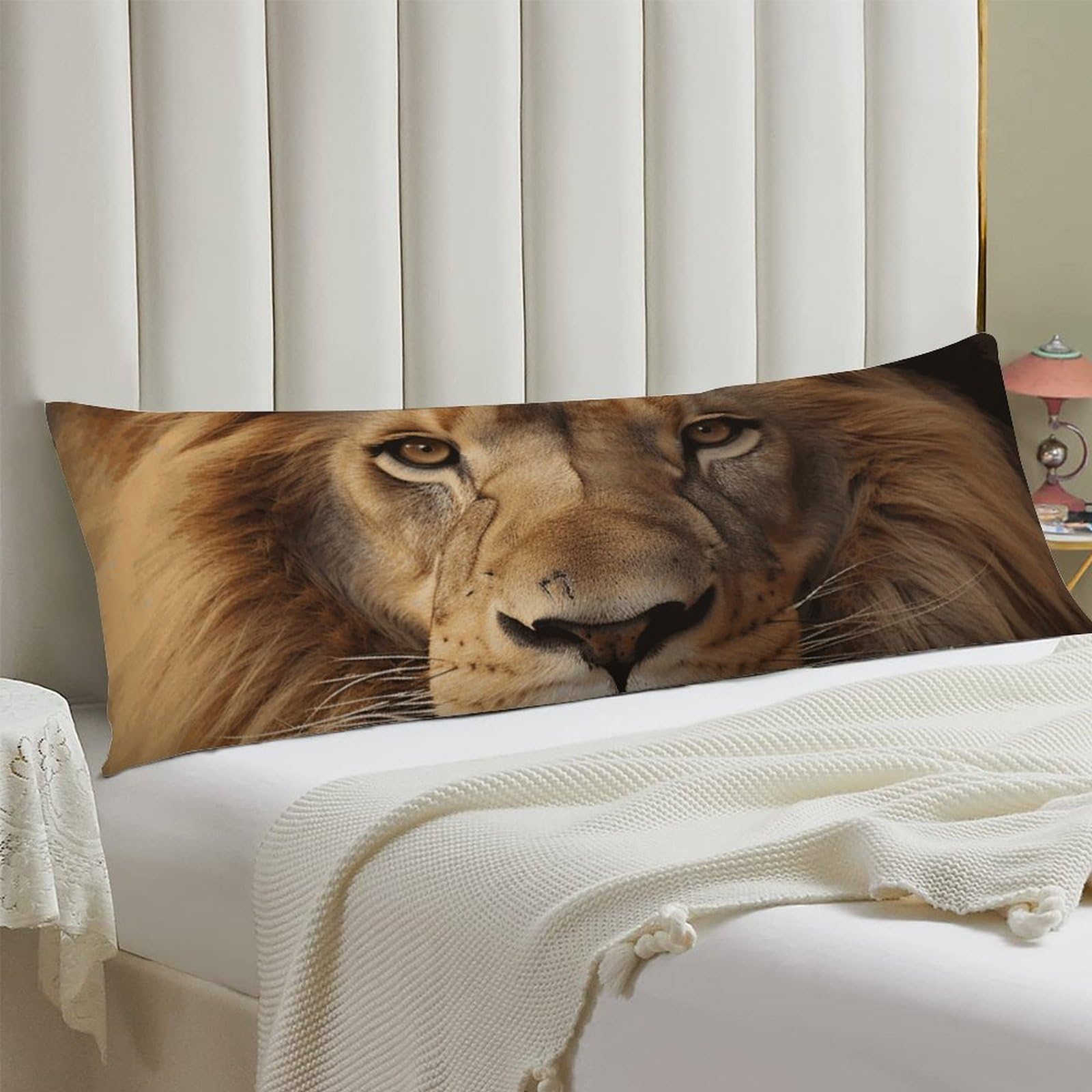 Body Pillow Cover 20x54 Long Pillow Case with Invisible Zipper Breathable Microfiber African Lion Head Pillowcase Soft Cozy Protector for Bedroom Couch Sofa Bed Home Decor All Seasons