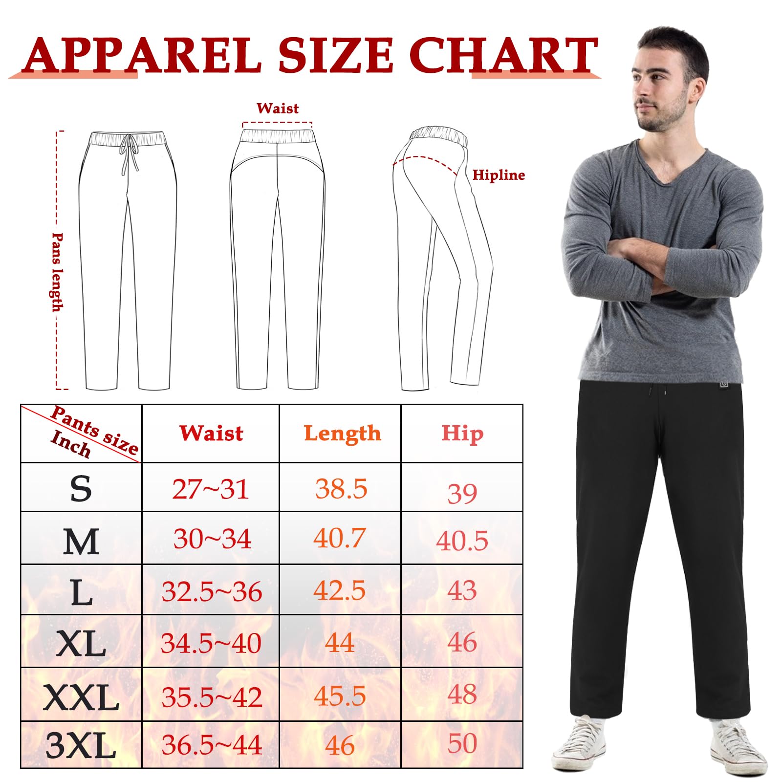 FERNIDA Pantalones térmicos para hombres y mujeres, gruesos, eléctricos, 5 V, USB, 8 zonas, pantalones de calefacción para invierno al aire libre (batería no incluida)