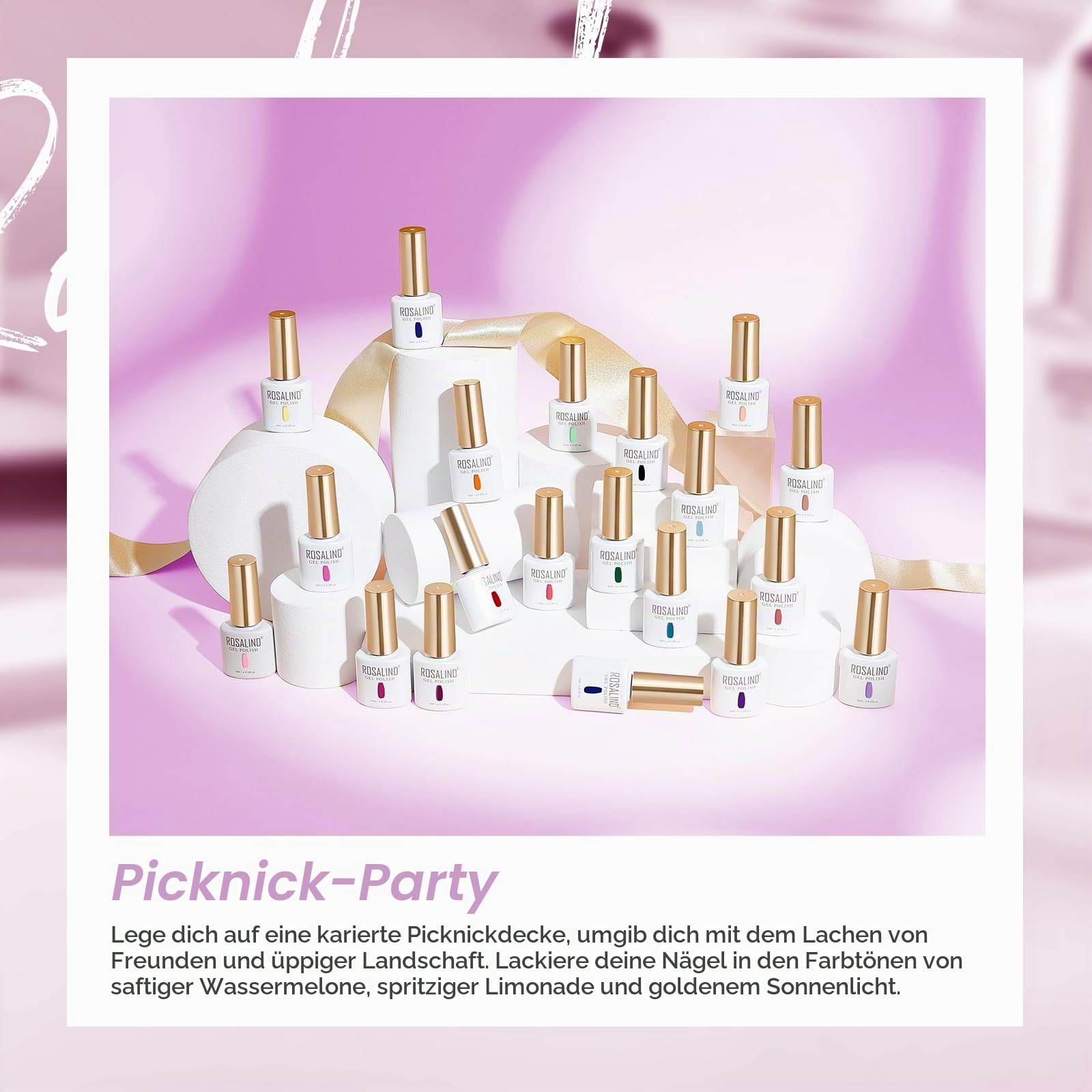 ROSALIND UV Nagellack Set, 50 Stück Rosa Grün Violett Blau Grau Gel Nagellack Set, Soak-Off UV LED Farbgel Gelnägel für Nagel Design Gel Nail Polish Geschenk