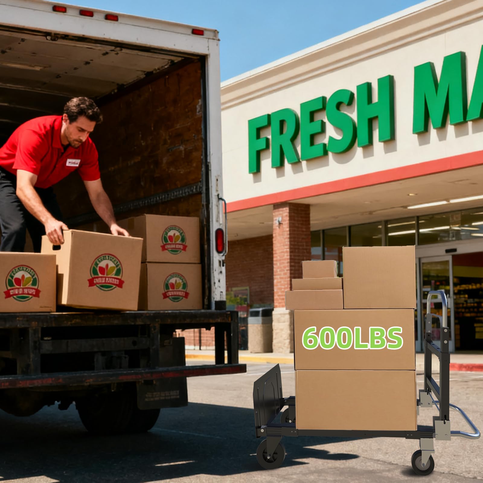 3-in-1 Folding Hand Truck - 600Lbs Capacity -9