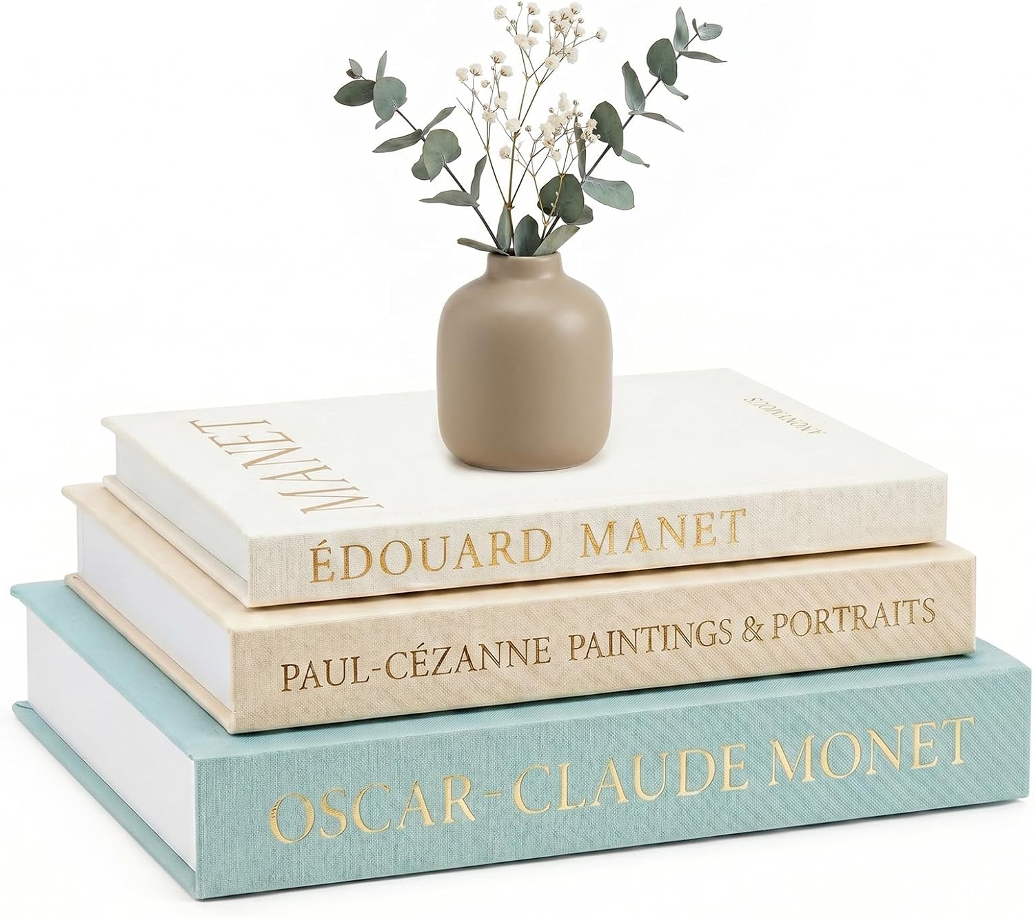 Set of 3 Decorative Faux Books, Aesthetic Linen Boxes with Magnetic Snap, Fake Books for Home Decoration, Coffee Table, Bookshelf, Entryway Tables, Storage Box for Photos, Light Blue