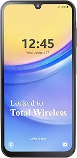 Total Wireless Samsung Galaxy A15 5G, 64GB Prepaid Smartphone, 6.5” FHD+ Super AMOLED Display, 50MP Triple Camera, Long Lasting Battery, Android 14 - Locked to Black product image