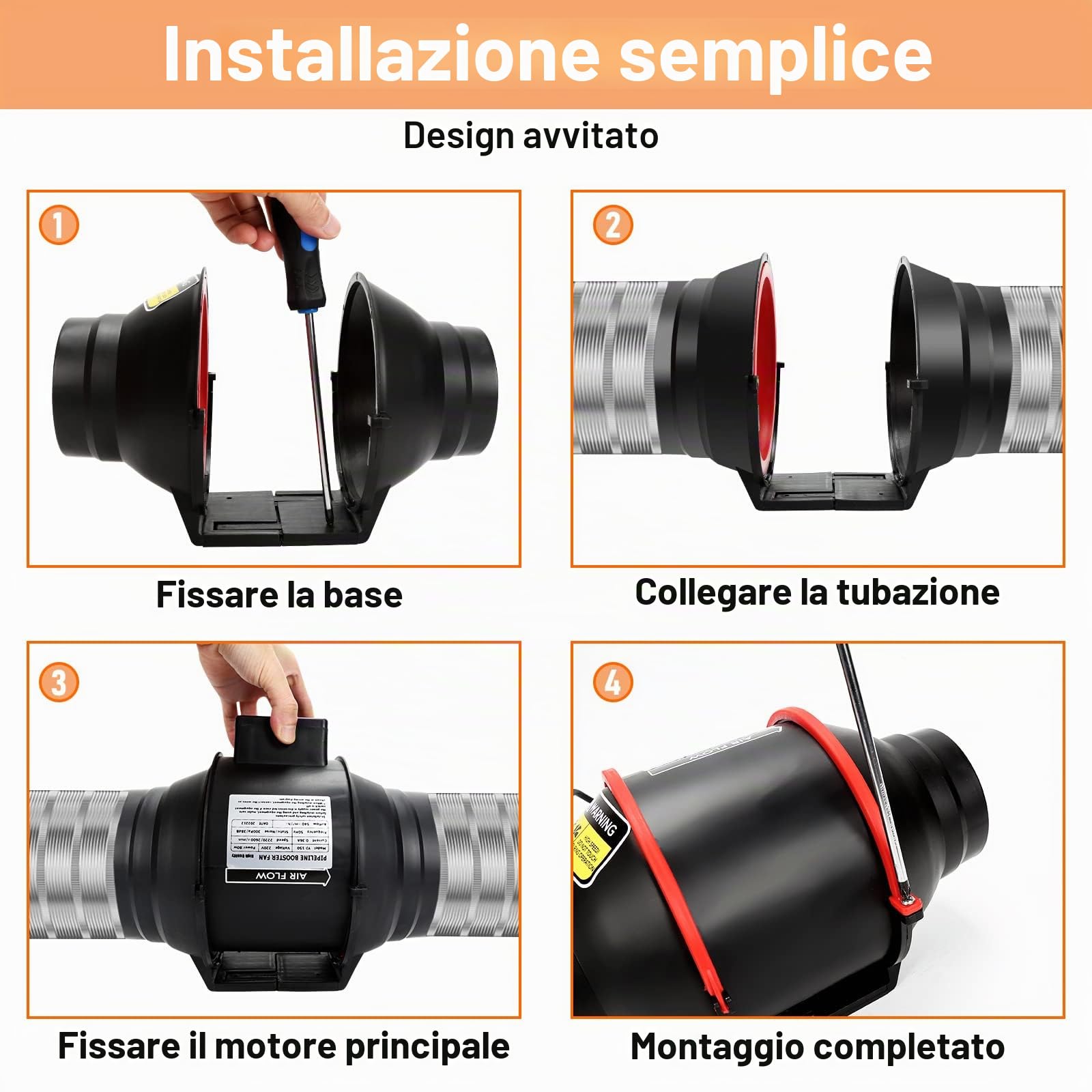 Ventilatore assiale a tubo con telecomando, 100 mm Ventilatore da Bagno 2 velocità 310m³/h ventilatore da bagno per cucina, serra, tenda da coltivazione