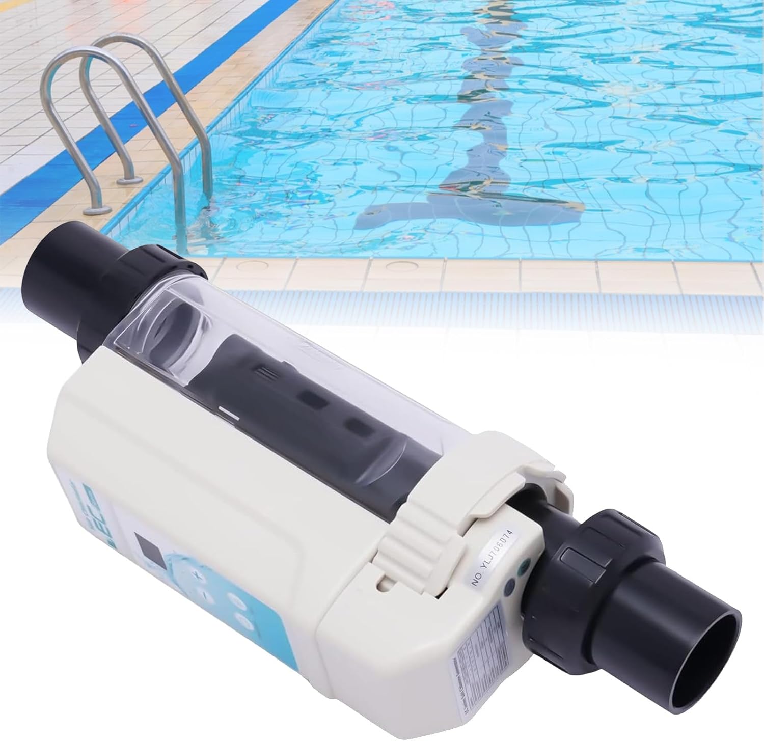 Electrolytic Pool Salt Chlorinator for Spas & Hot Tubs, 100m³/20g/h, with LED Display & Water Level Detection, Efficient Salt Chlorine Generator for Clean Water
