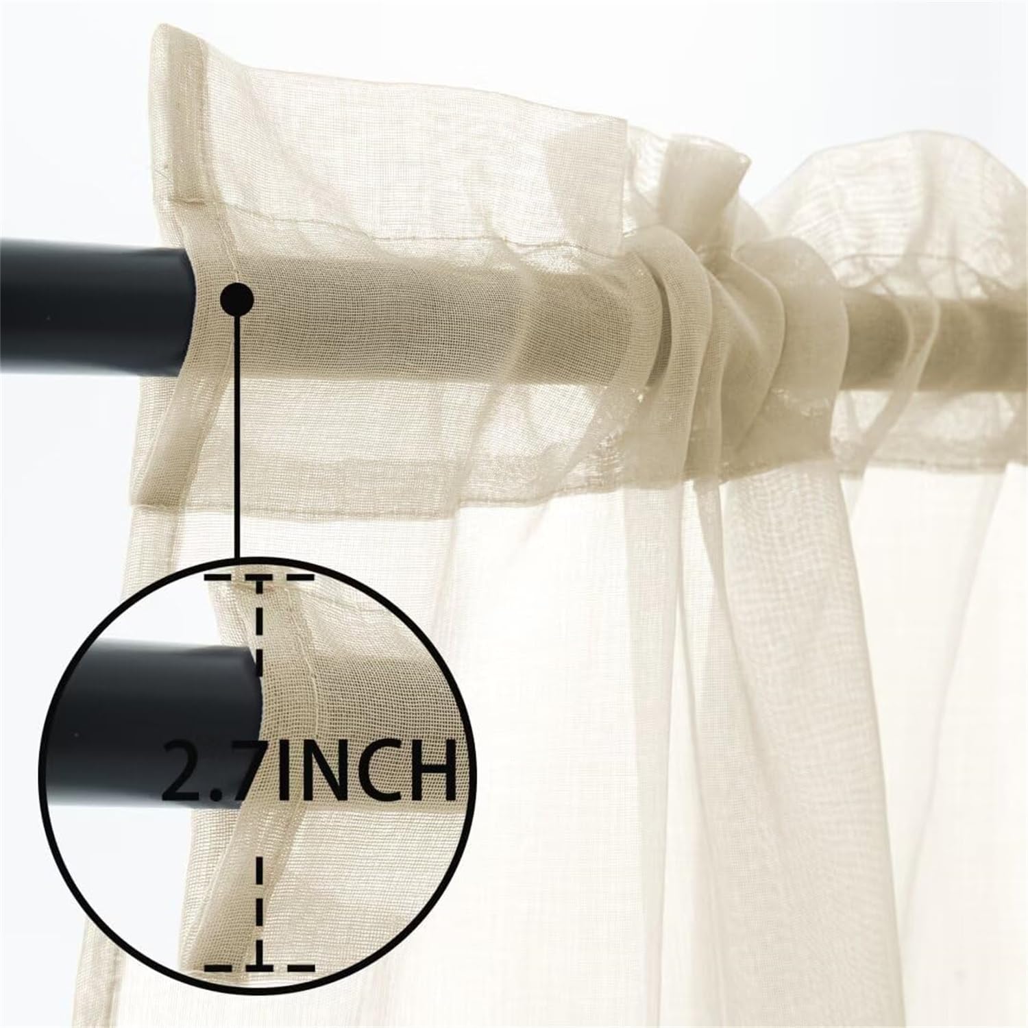 LINGKY Outdoor Vorhang Wetterfest Transparent Sonnenschutz Outdoorvorhänge Wasserdicht Voile Vorhang Outdoor Gardinen 2 Stück für Terrassentür Pavillon Veranda (B132xH213cm,Elfenbein)