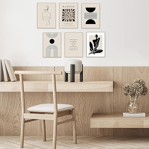 Miniatura 3 de Matisse - Impresiones artísticas para pared, póster abstracto de arte de pared de Matisse, negro y beige para mujer, arte de hoja de arte bohemio,