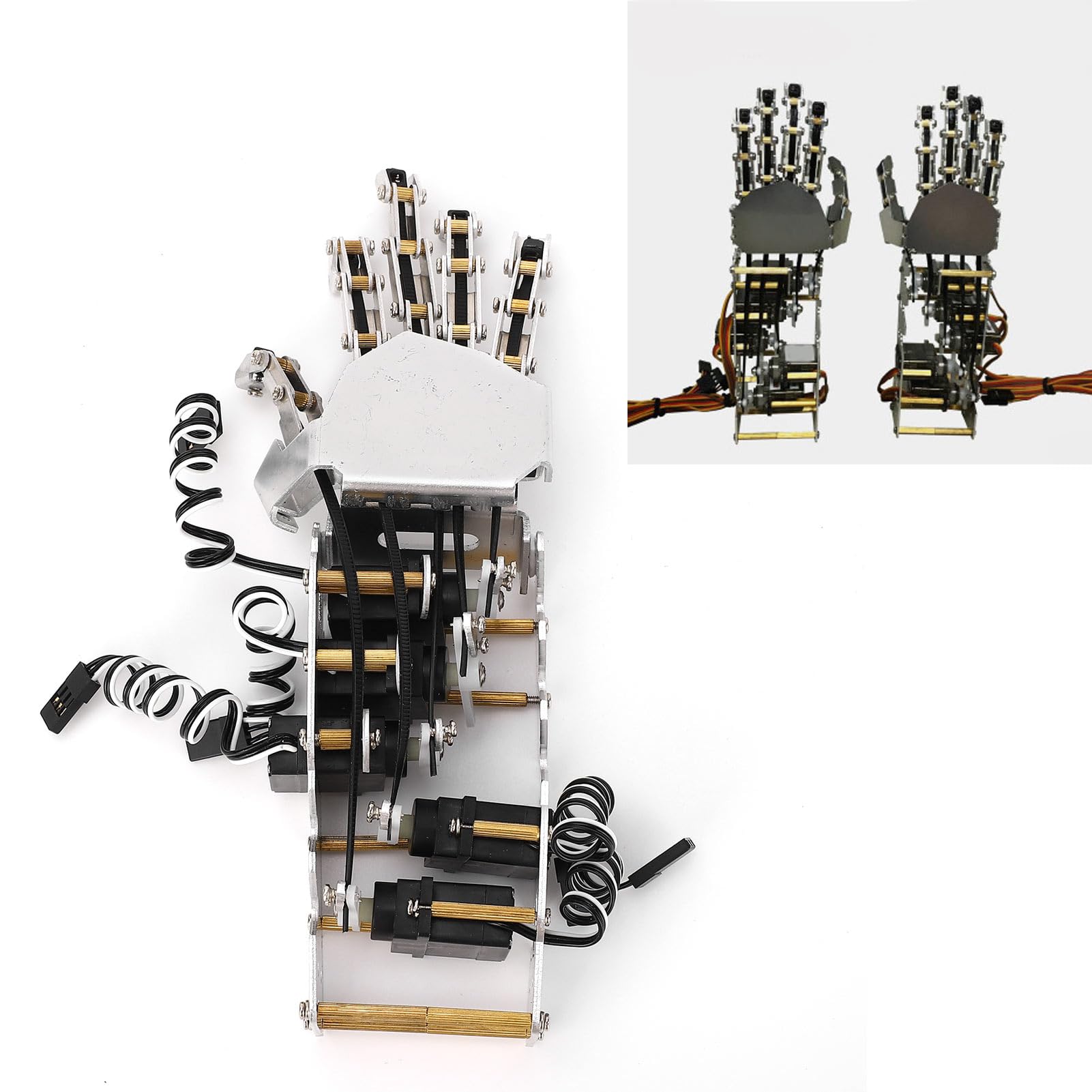 Jeanoko Zestaw Robota Ręcznego Serwo Analogowe w Skali 1/1 Manipulator z 5 Palcami do Opracowywania i Eksperymentowania z konstrukcją z Akrylu i Stopu Aluminium