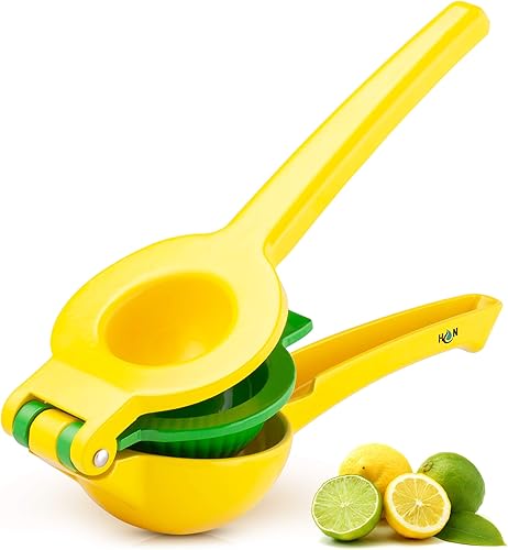 Hydration Nation Exprimidor de limón 2 en 1 - Exprimidor manual de cítricos para limones y limas - Exprimidor de limón de metal de mano extrae jugos