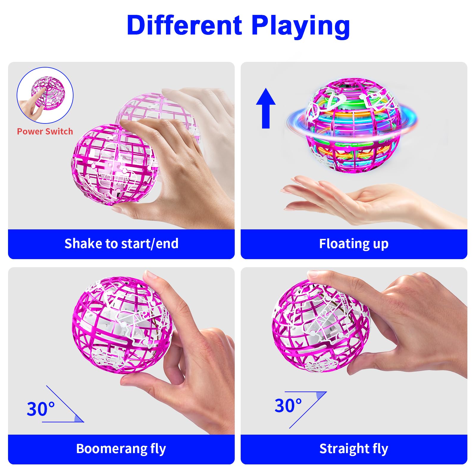 QEYIHO Flying Orb Ball Toy, Magic Flying Ball Hover Spinner Boomerang with LED Lights - Image 2